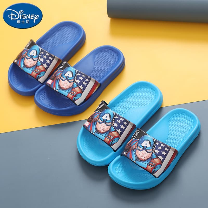 Marvel Kids Summer Sandals Boys Captain America EVA Lightweight Soft Sole Bathroom Slippers