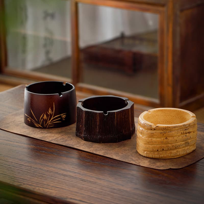 Bamboo ashtray personalized creative LOGO gift ashtray simple hotel home bamboo ashtray storage ornaments
