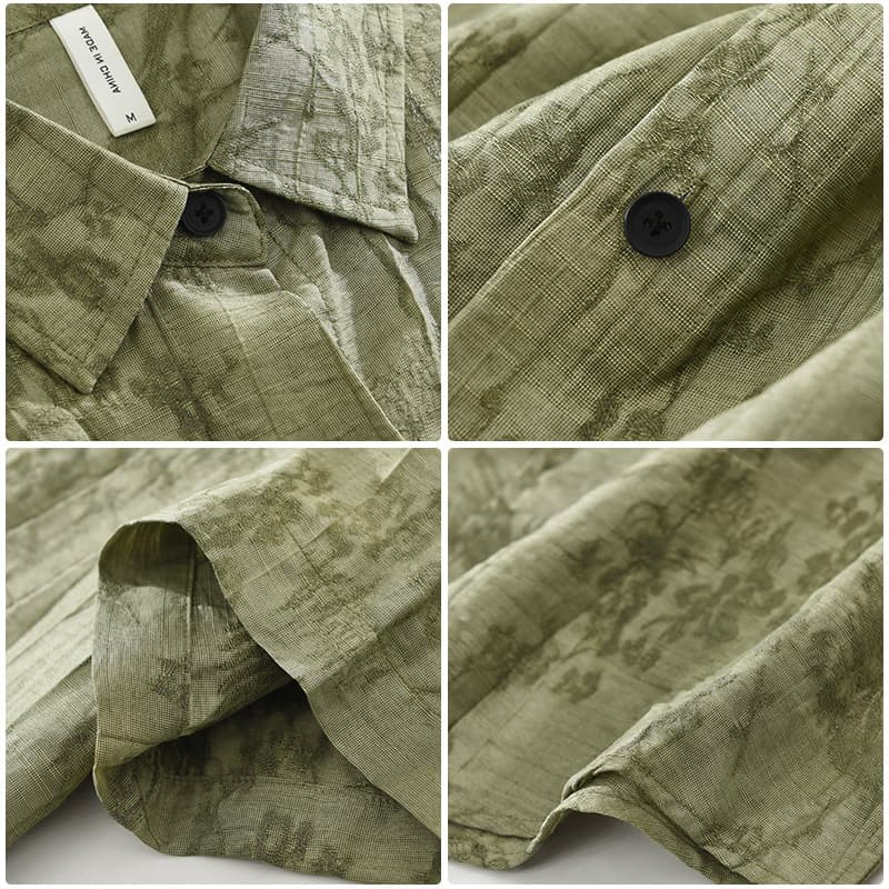 8191 Japanese Trendy Printed Short Sleeve Shirt for Men, Fashionable Versatile Artistic Casual Loose Top, Drop Shipping