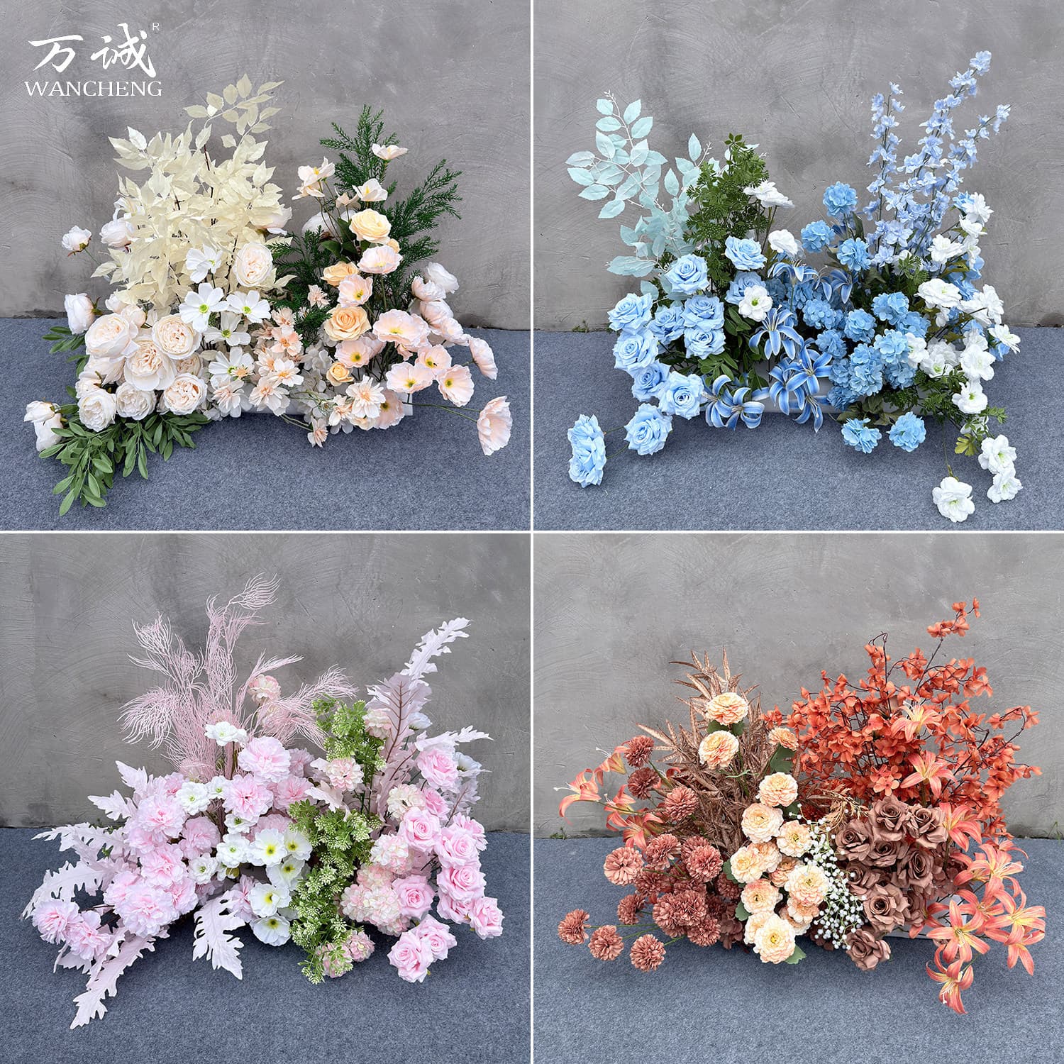 Simulated flower scene layout wedding venue flower arrangement engagement banquet silk flower props background layout decoration wedding floral art