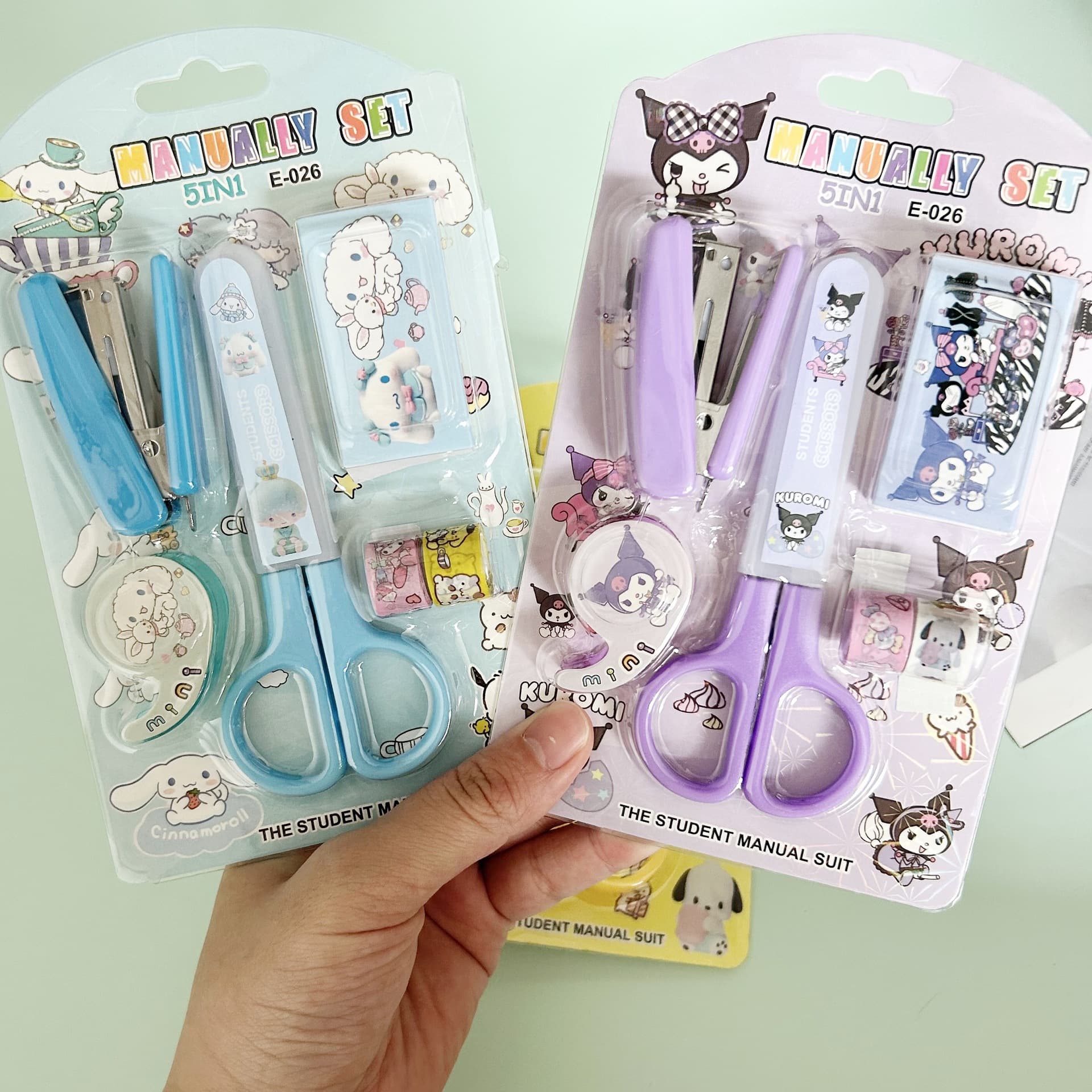 Sanli Cute Children's Gift Scissors Kurome Stationery Set School Supplies Stapler Tape Sticker Set