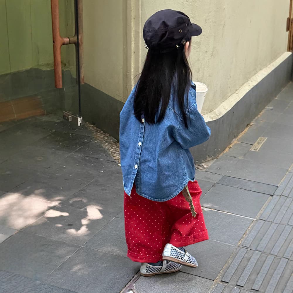Girls' denim shirt with single-breasted button back, exquisite 2025 autumn new Korean style children's denim cardigan