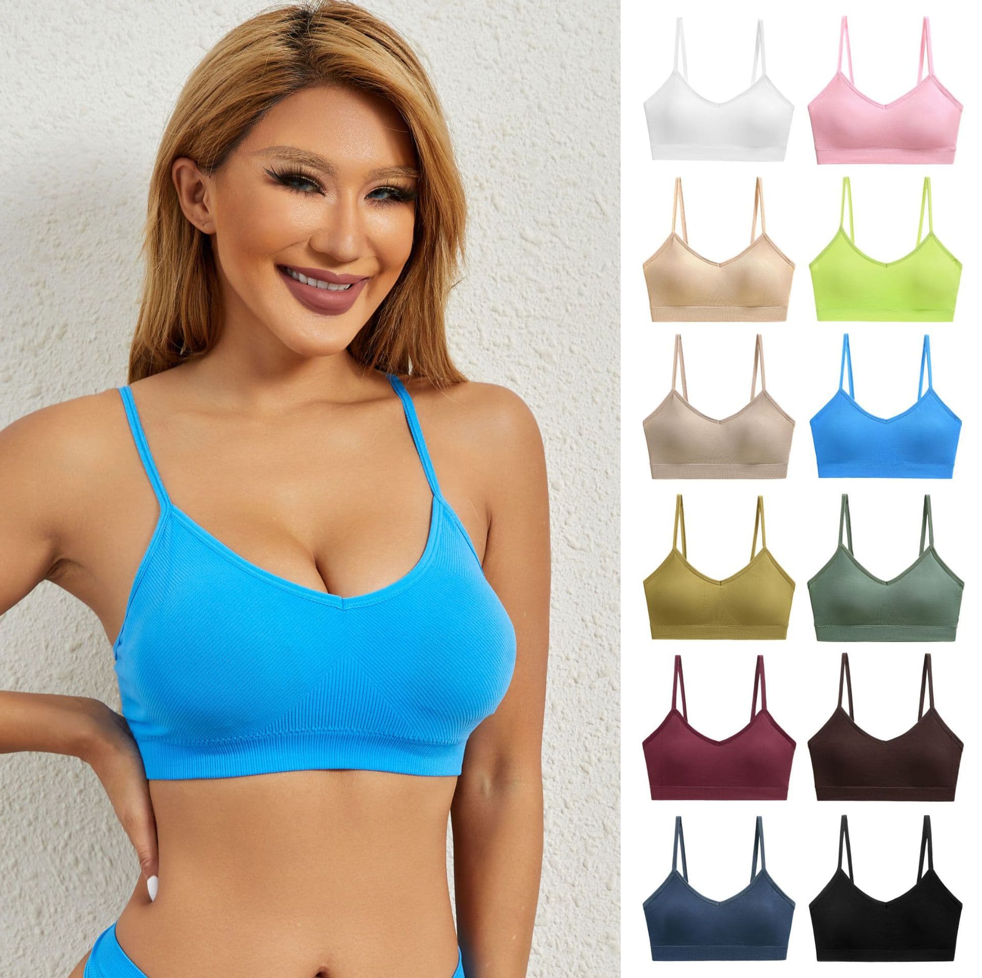 Cross-border Plus Size Women's Backless Push-up Running Yoga Fitness Comfort Bra, Wearable Sports Bra, Anti-exposure