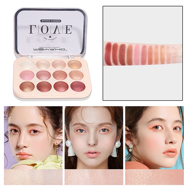 YH6280 Cross-border Hot-selling 12-color Fine Shimmer Eyeshadow Palette Matte Long-lasting Pigmented Sweat-proof Affordable Eyeshadow Palette