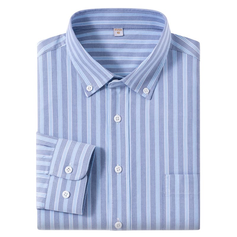2026 Pure Cotton Oxford Casual Striped Long Sleeve Shirt for Men, New Simple Versatile Style for Young and Middle-Aged Men