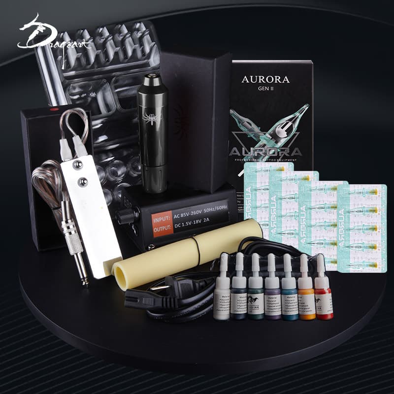 Dragon artist tattoo equipment handmade motor machine set full set of color material secant line fogging pen