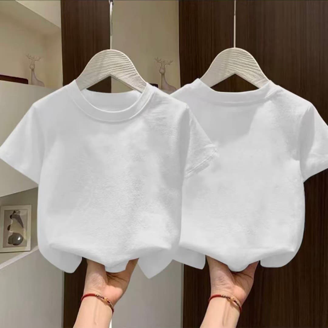 Trendy Kids Short Sleeve T-Shirt Cotton 2026 Summer New Style Boys and Girls Base Layer Middle and Big Kids Versatile Half Sleeve Top