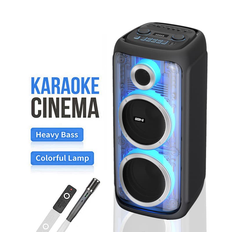 Cross-border new wireless Bluetooth speaker outdoor portable subwoofer with transparent RGB light karaoke audio