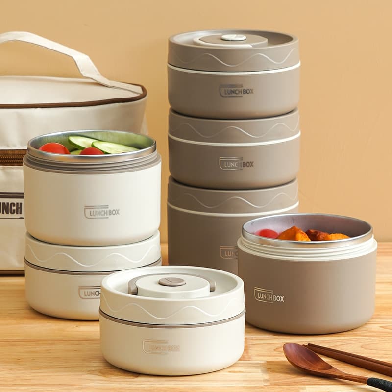 304 Stainless Steel Insulated Lunch Box Double Layer Portable Lunch Box Insulated Bucket for Office Student Sealed Lunch Box with Lid