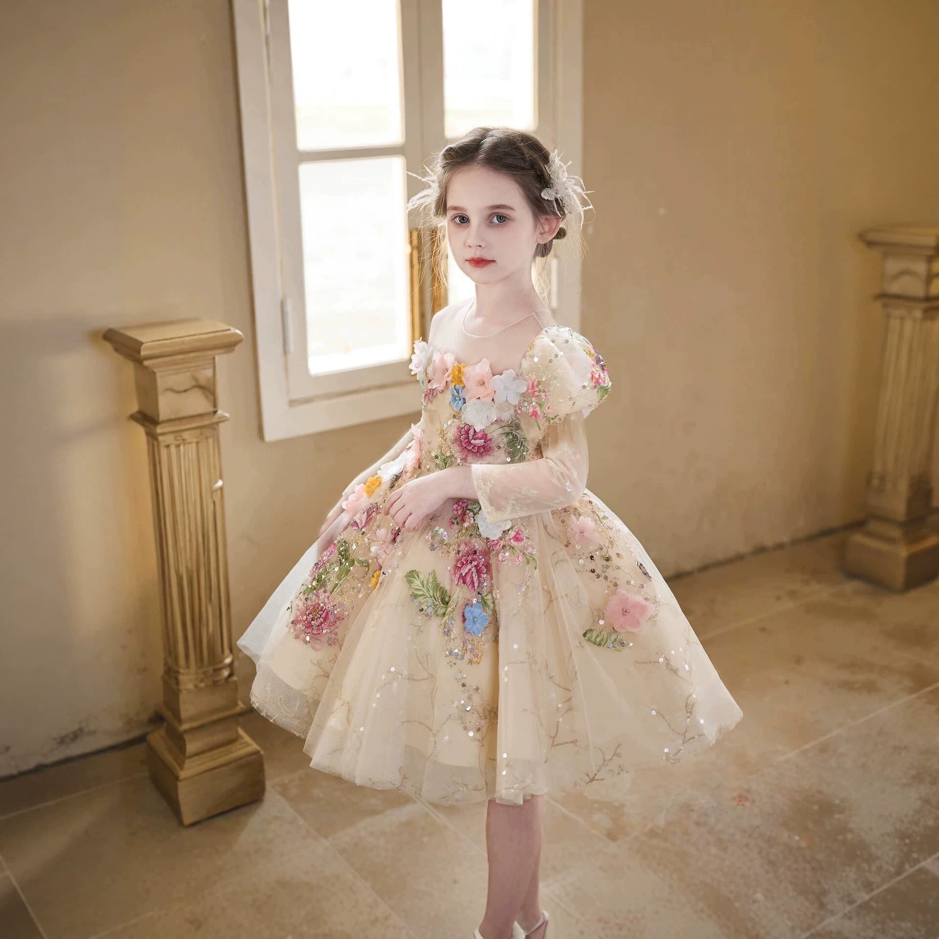 Girls' Evening Dress, Princess Dress, Birthday Party Host, Flower Girl, Piano Performance, Children's Performance Costume, Summer Tutu Dress