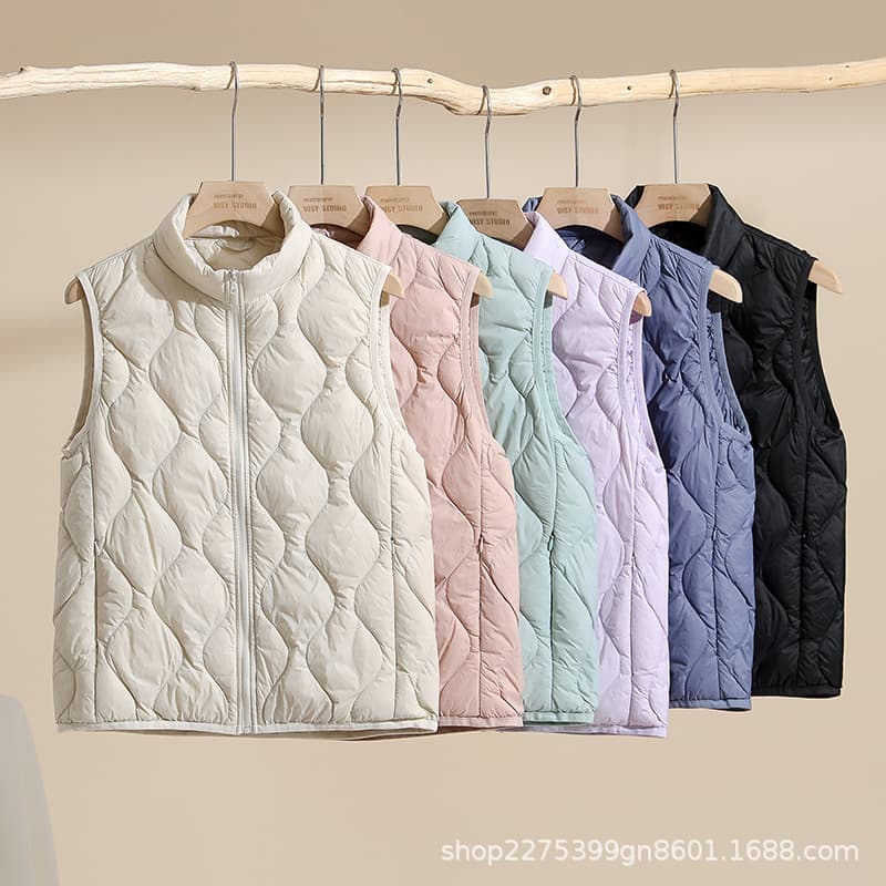 Women's Down Jacket 2024 Autumn Winter Lightweight Short Stand Collar Vest Versatile White Duck Down Puffer Vest Jacket Korean Style
