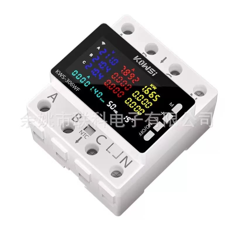Tuya WiFi Three-Phase Four-Wire Rail-Mounted Multifunction Energy Meter Over/Under Voltage Protector Phase Loss Protection Switch