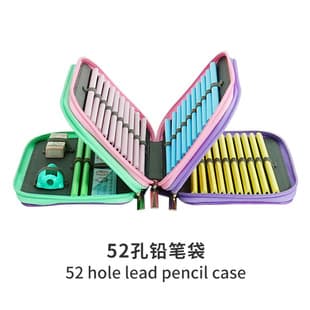In Stock Cross-Border Large Capacity Solid Color Pencil Case 52 Colors Student Pencil Bag Stationery Box Art Drawing Pencil Pouch Wholesale
