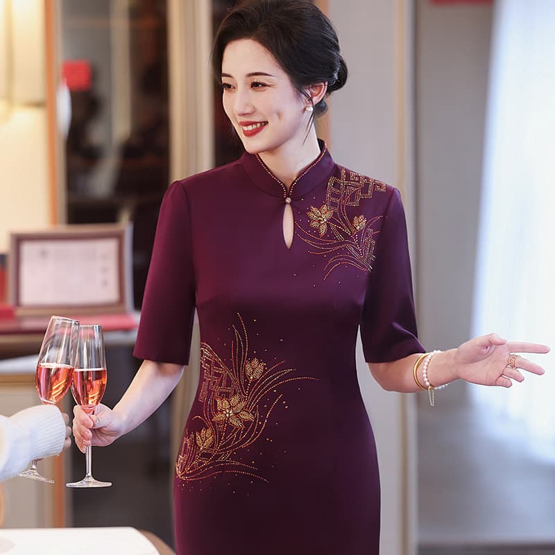 Simple plus-size middle-aged mother's dress, 953#, for mothers and mothers-in-law, plus size.