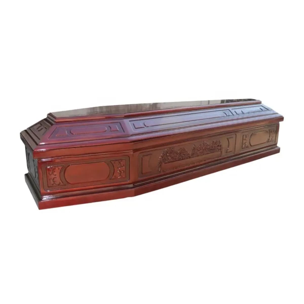 European-style solid wood coffin, funeral coffin, burial coffin, paulownia wood funeral supplies, burial coffin, wooden coffin, European-style coffin
