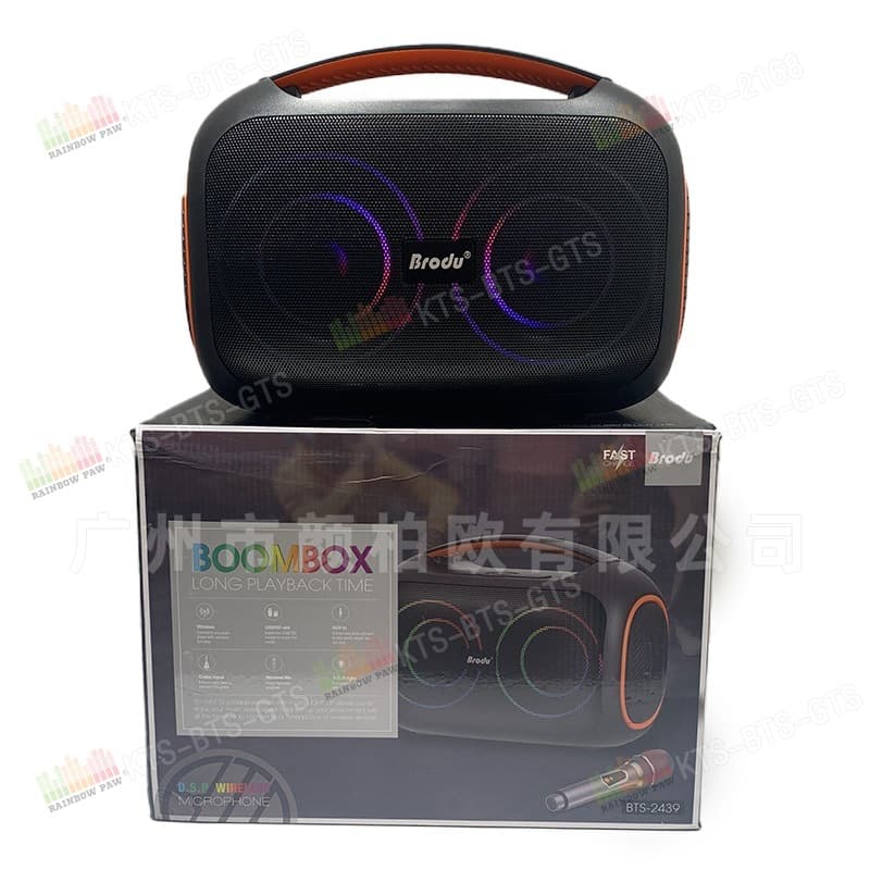 BTS GTS KTS Factory Wholesale BTS-2439 Dual 4-inch Wireless Bluetooth Speaker with Wireless Microphone