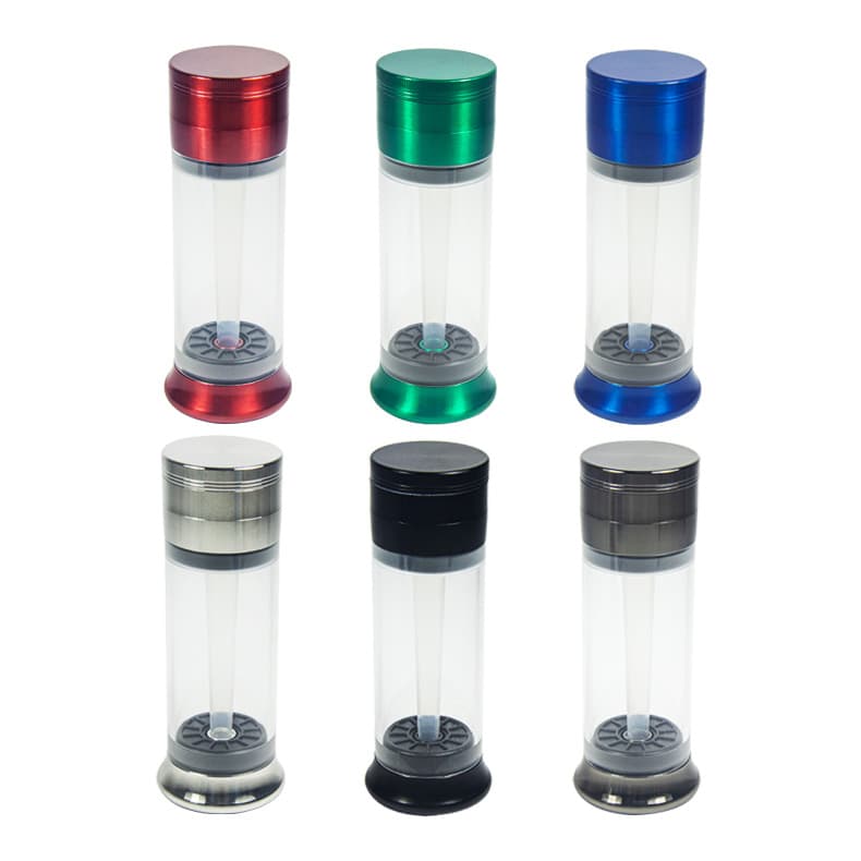 Creative new flat metal zinc alloy plastic tank 52mm cigarette grinder cigarette all-in-one machine smoking tool accessories