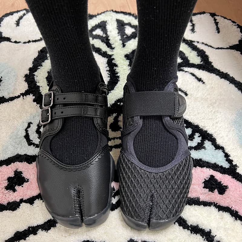 Tibi Split-Toe Loafers ~ 2025 New Ballet Style Thick Flat Heel Shoes for Women, French One-Strap Mary Jane