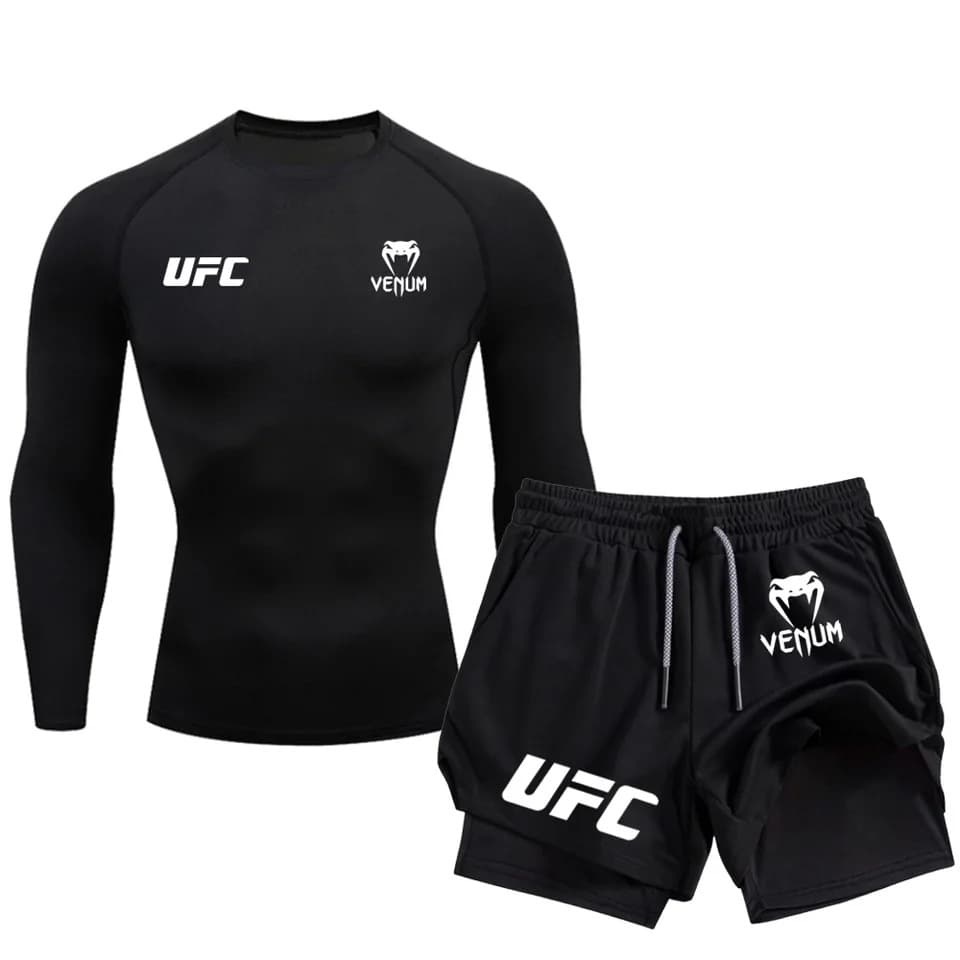 UFC Long Sleeve Double-Layer Sports Pants Outdoor Running Sports Pants Fitness Training Shirt