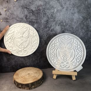 X1694 Round Celtic Knot Owl Decorative Cement Plaster Mold DIY Silicone Mold