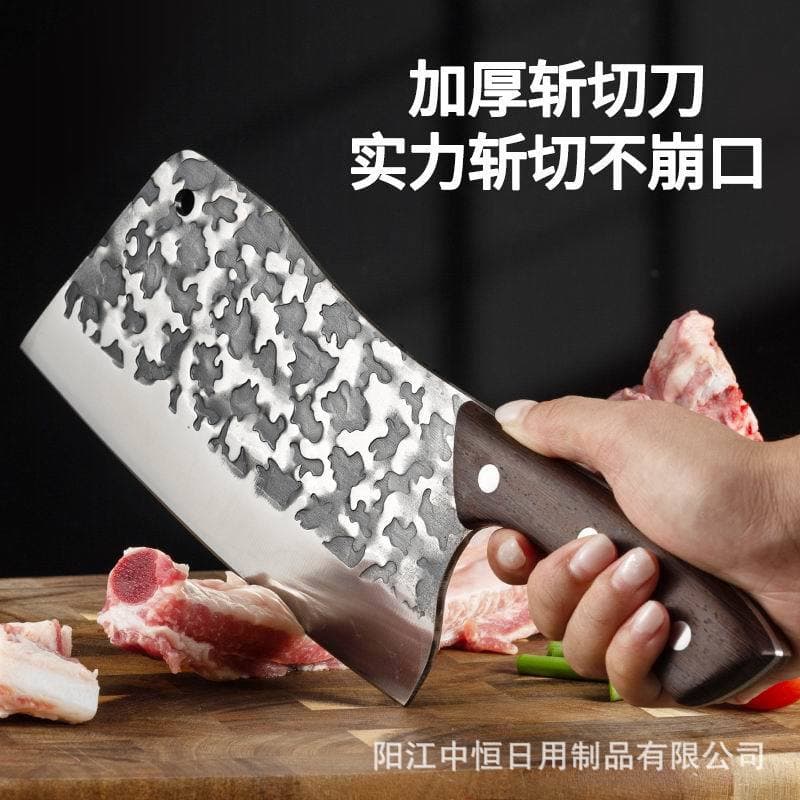 Home Kitchen Forged Cleaver, Yangjiang Sharp Stainless Steel Meat Slicer, Kitchen Knife with Rosewood Handle