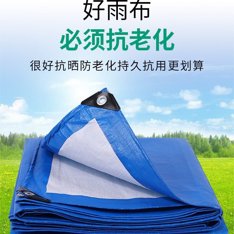 Cross-Border Manufacturer 130g Thickened Rainproof Sun-Resistant Anti-Aging Export Truck Blue/White PE Waterproof Tarpaulin