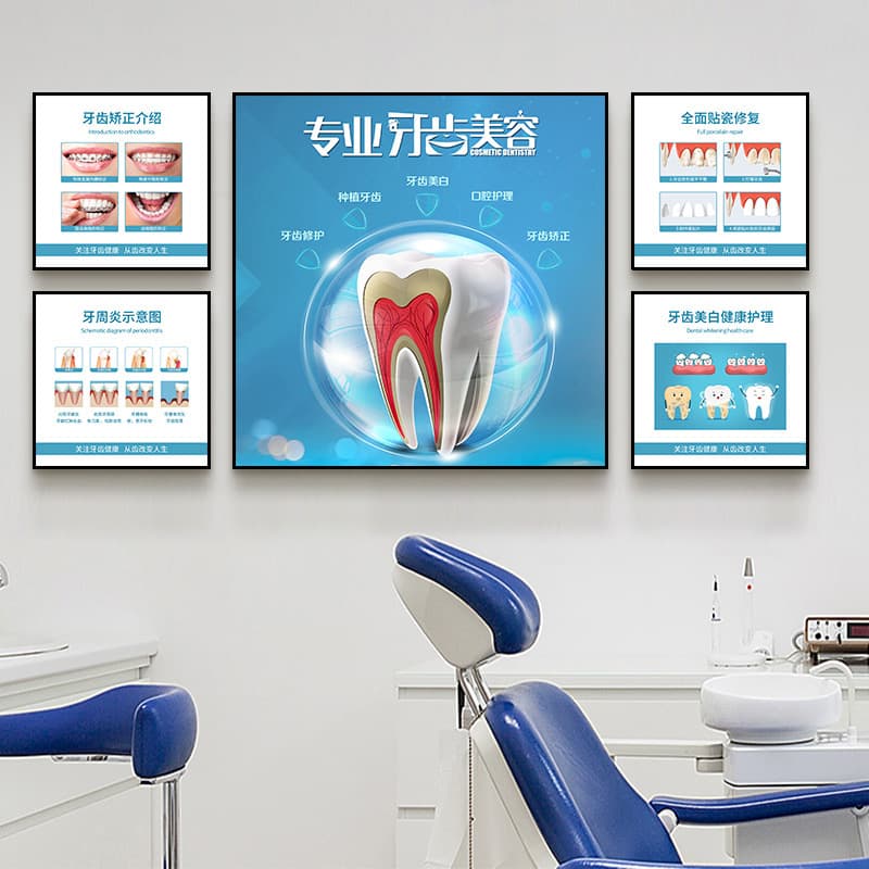 Dental Decorative Painting Wall Art Wall Decor Dental Clinic Poster Oral Clinic Dentist Hanging Painting Aluminum Alloy