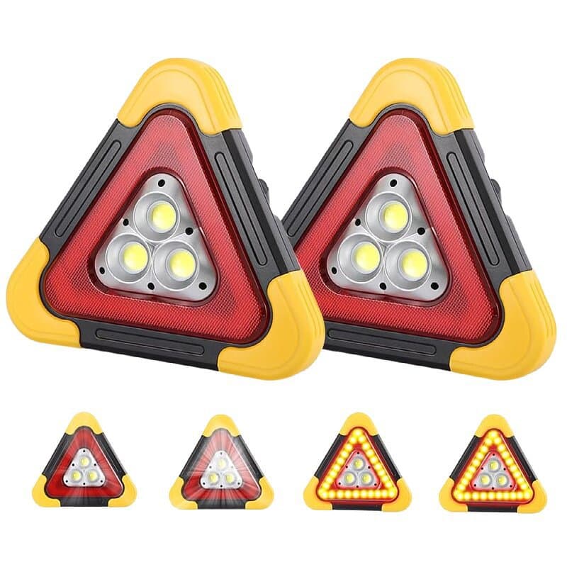 Solar Triangle Light COB Multi-functional Warning Light USB Rechargeable Emergency Work Light Foldable Traffic Warning Light