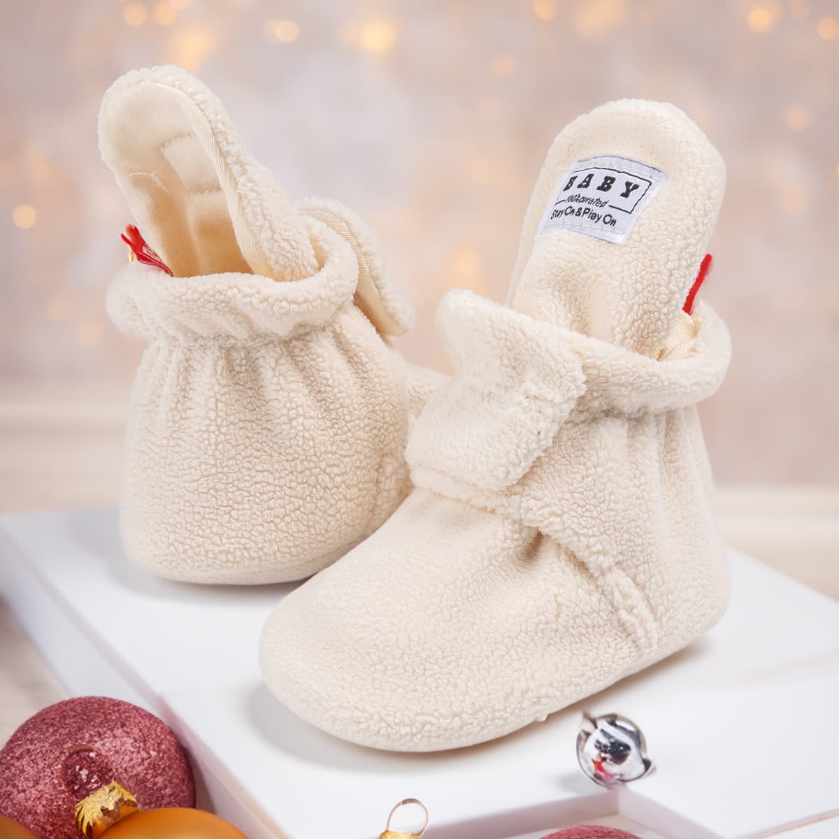 Newborn Baby Shoes Autumn Winter Soft Sole Booties Fleece Warm Foot Covers Boys Girls Baby Floor Socks