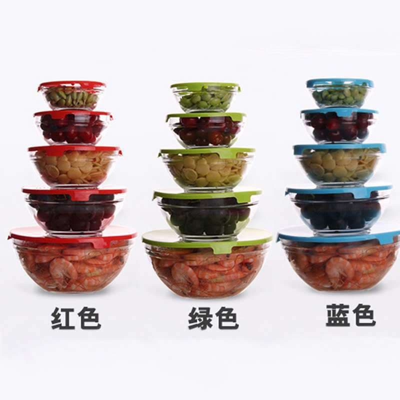 TEMU 5-Piece Fridge Storage Bowl Set Borosilicate Glass Kitchen Storage Bowls Amazon Hot Seller