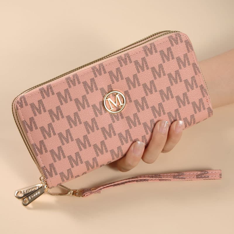 2026 New Hot-Selling Women's PU Printed Long Wallet Portable Mini Multi-Card Slot Buckle Bifold Purse