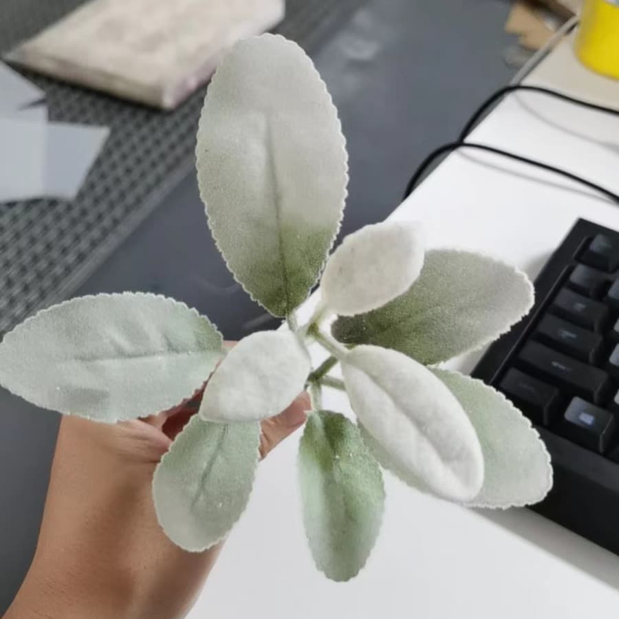 Nordic Ins Simulation Flocked Lamb's Ear Leaf Bunny Ear Leaf Vase Restaurant Flower Arrangement Home Decor Photography Props