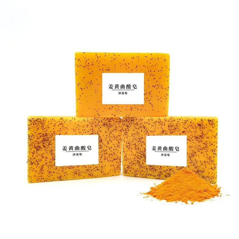 Cross-border Turmeric Lemon Kojic Acid Granule Soap Ginger Handmade Essential Oil Soap Facial Cleansing Body Wash Cleaning Factory