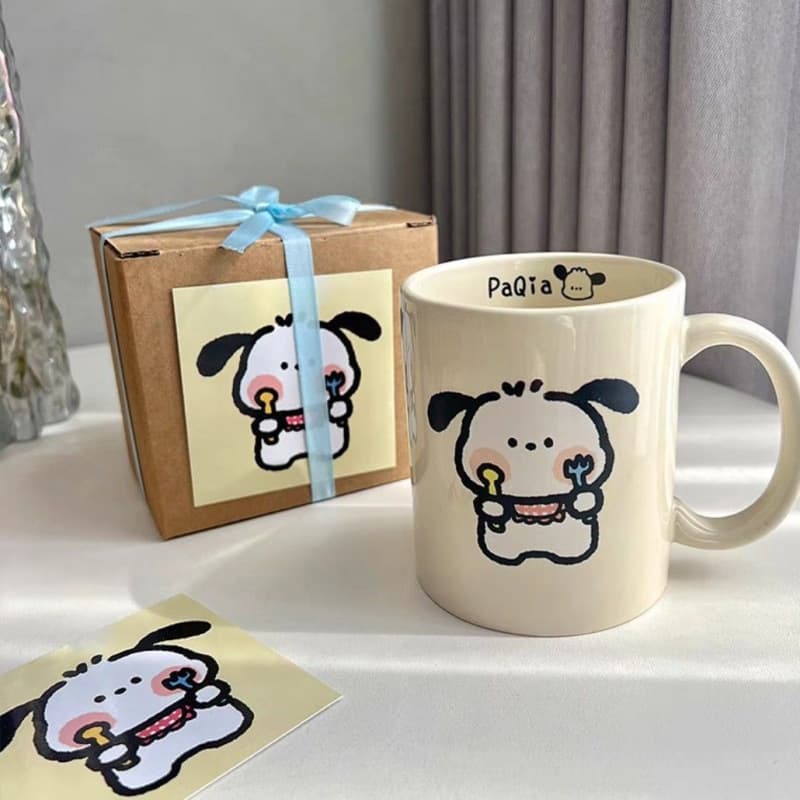 Cute Pochacco Dog Mug Cup High Appearance Simple Couple Cake Ceramic Cup Feng Shui Cup Home Use