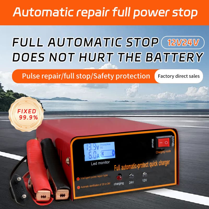 Universal 110V 220V Voltage 12V 24V Car Motorcycle Battery Charger with Auto-Stop High Power