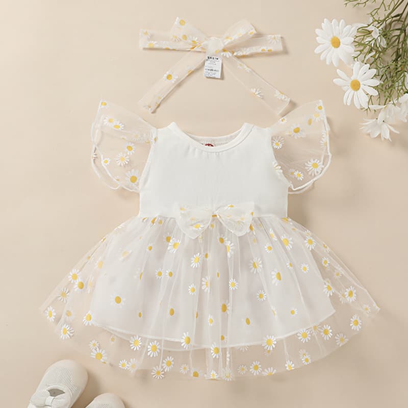 2023 Amazon Hot-Selling Baby & Toddler Dress Floral Mesh Shirt Dress for Girls