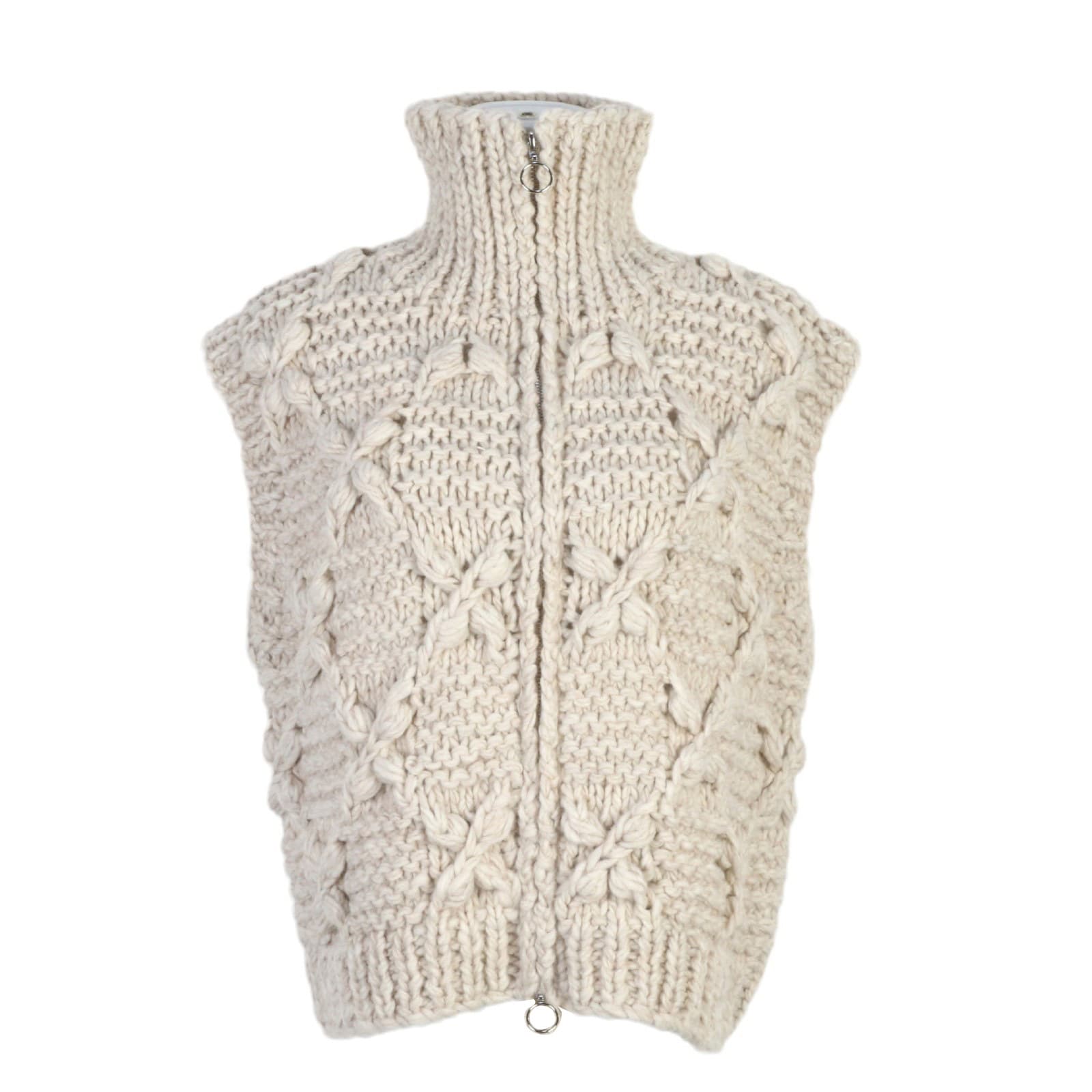 French Knit Vest Round Neck Zip-Up Cardigan Handcrafted Vest Lazy Autumn Winter New Style Sleeveless Vest