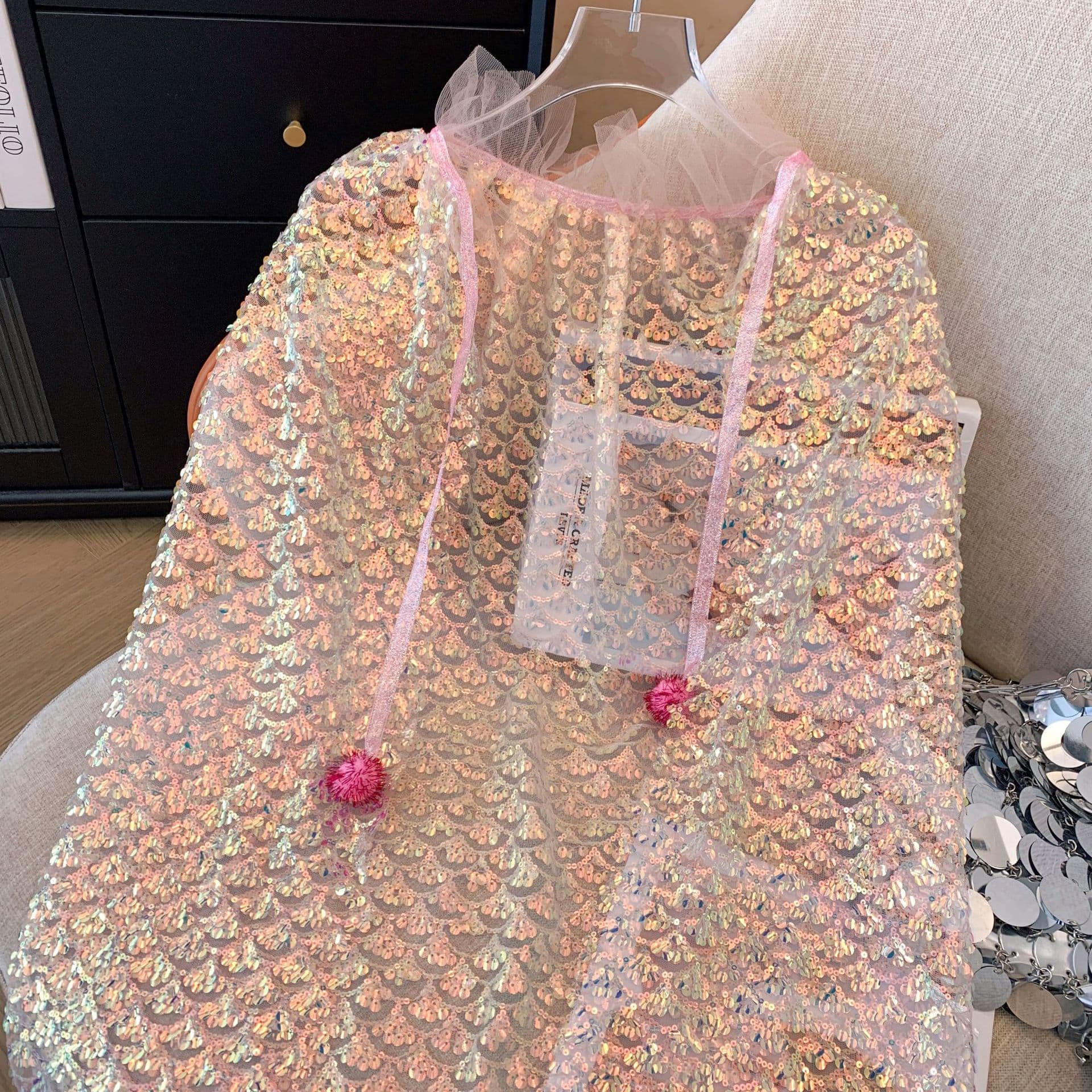 2026 Girls Autumn Frozen Princess Cute Cloak Cape Elsa Princess Mesh Shawl Children's Style