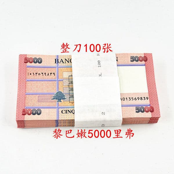 Brand new Asian Lebanese 5000 livre face value foreign banknotes foreign coins 100 pieces wholesale collection