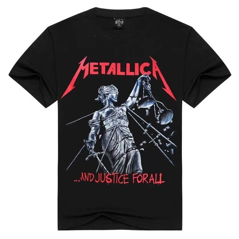 Rock Band AC/DC Short Sleeve T-Shirt Megadeth Guns N' Roses Metallica Simple Loose Queen Crew Neck Men