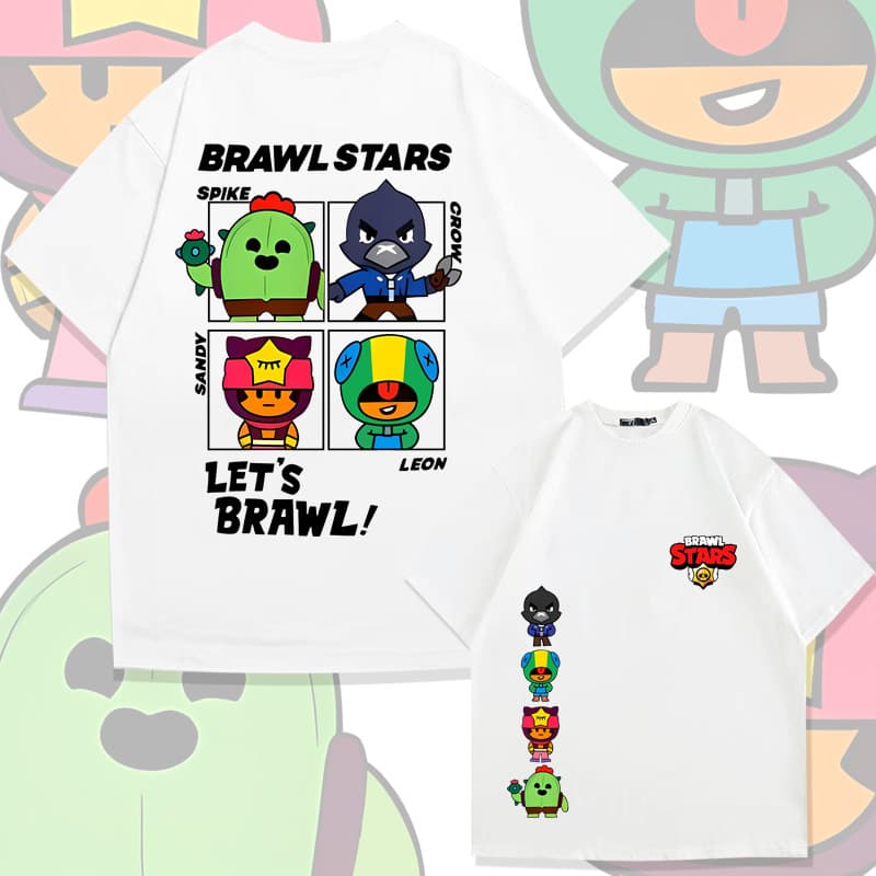 Brawl Stars Cartoon Anime Short Sleeve T-Shirt for Men, Women, Teens, and Students Summer Casual Streetwear