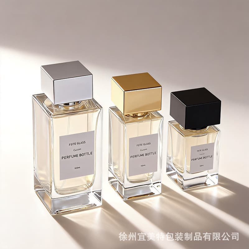 Rectangular Transparent Perfume Bottle 30ml 50ml 100ml Snap-On Press Perfume Refillable Bottle Glass Spray Bottle