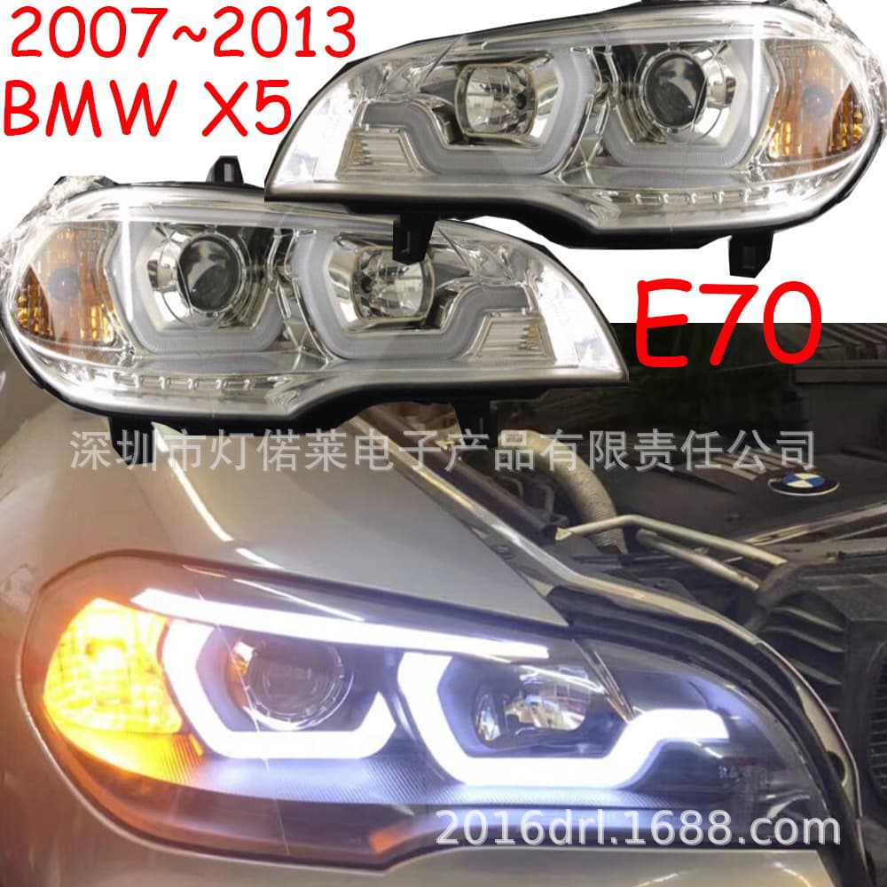 For BMW X5 Headlight Fog Light LED Daytime Running Light E70 X5 Front Light 2007~2013