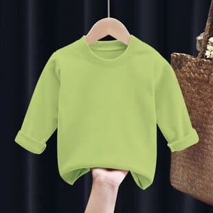 Spring/Autumn Children Solid Long-Sleeve Half-Turtleneck Top Simple Baby Base T-Shirt Boys Medium & Large Kids Top Girls