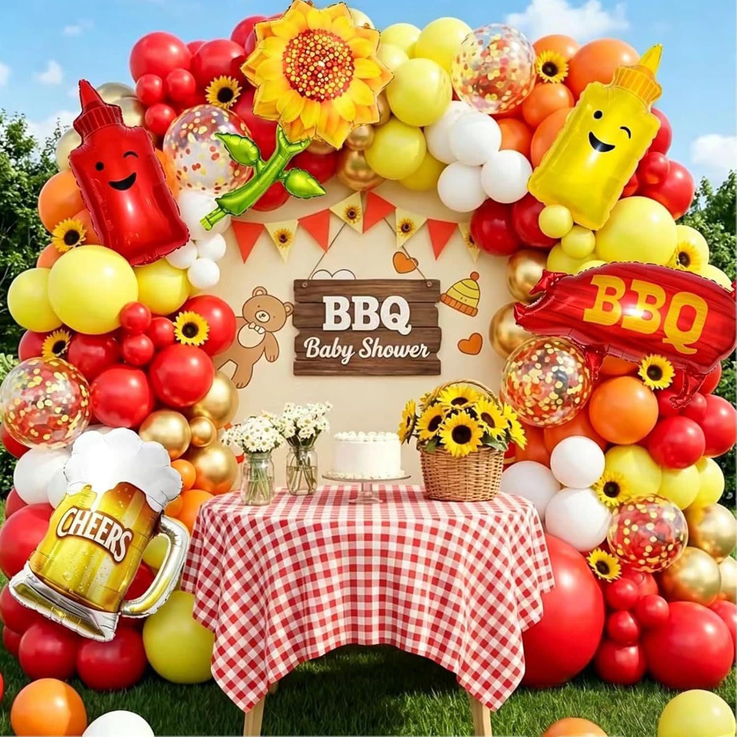 159-Piece Holiday BBQ Grill Theme Balloon Arch Set Festival Party BBQ Balloon Decoration