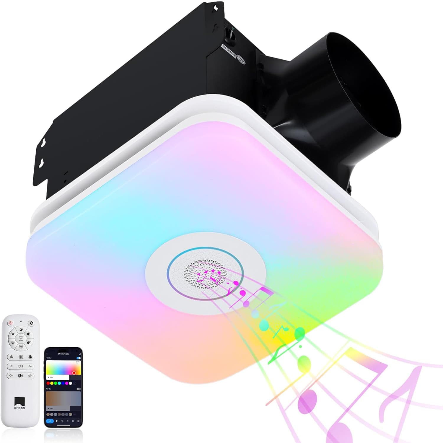 Cross-border bathroom exhaust fan with Bluetooth speaker 3-color light RGB music light bathroom ventilation fan ceiling night light
