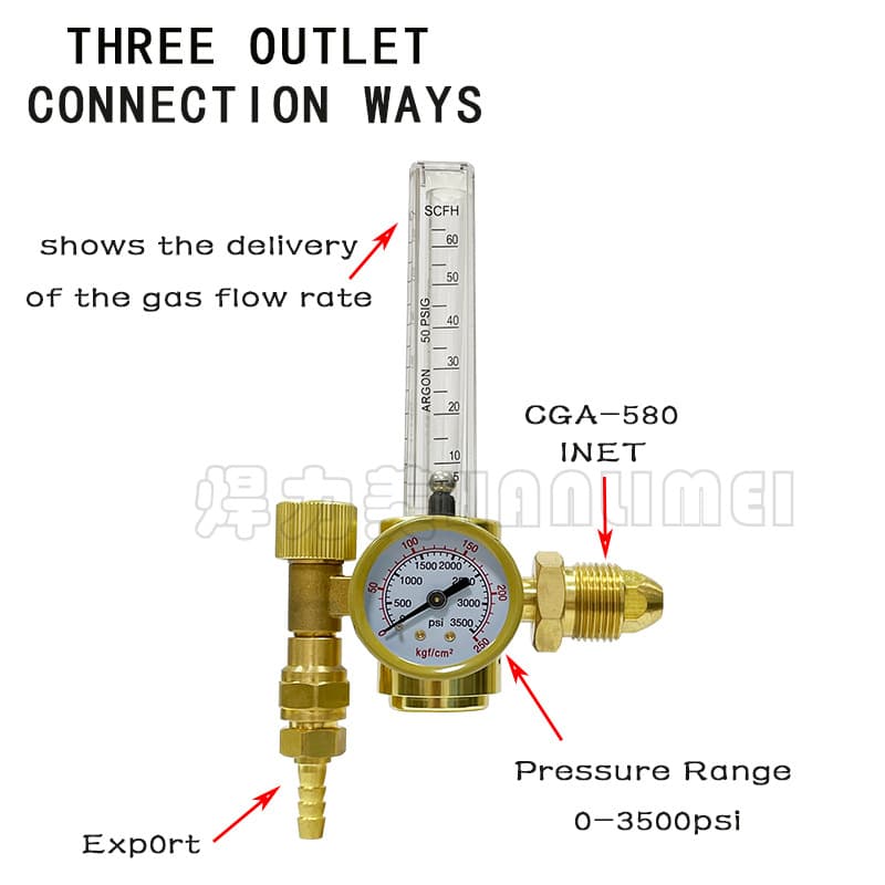 Cross-border AR191Y Argon Regulator CGA580 External Thread American Argon Gauge Regulator Valve Adjustable Flow Meter