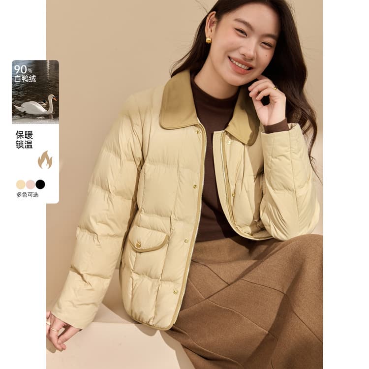 [90% Duck Down] Korean Style Lapel Versatile Warm Down Jacket, Plus Size Women's Clothing, New Autumn Style for Curvy Women.