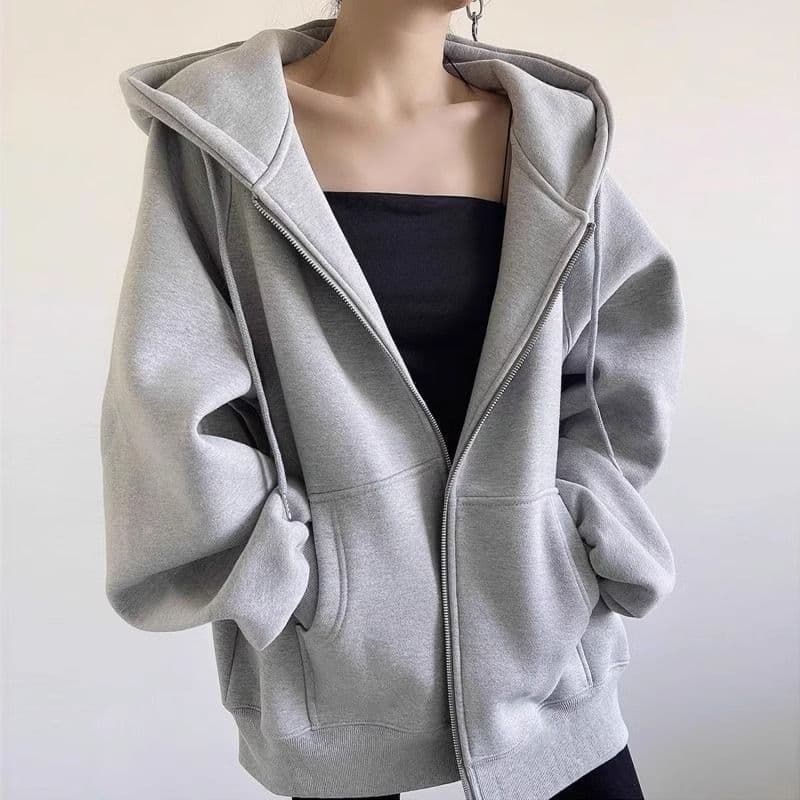 520G Heavyweight Original American Retro Oversize Zip-Up Hoodie Women's Casual Loose Style