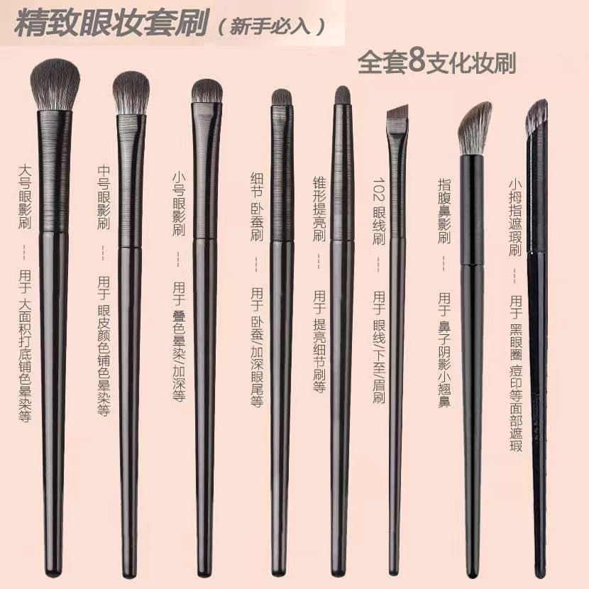 Cangzhou Soft Bristle Eyeshadow Brush 8-Piece Set, Eye Makeup Blending, Under-Eye, Eyeliner, Precision Detail Small Makeup Brushes